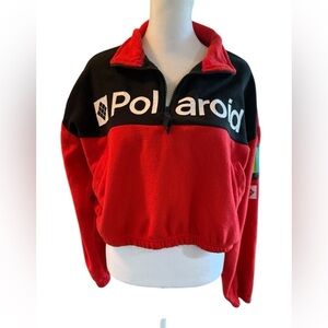 Polaroid Red and Black Half-Zip Fleece crop pullover Women’s size Medium